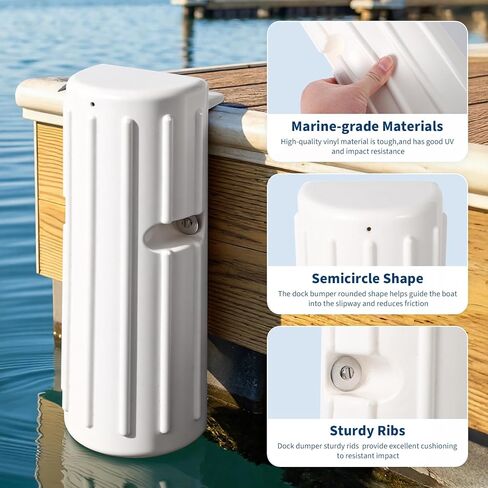 GarveeLife Boat Dock Bumpers for Edge or Side, Marine-Grade PVC Boat Fenders Guard 2 Pack, UV-Resistant, Durable Vertical Protection, Includes Mounting Hardware,White in Saudi Arabia