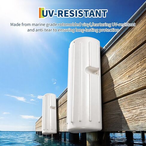 GarveeLife Boat Dock Bumpers for Edge or Side, Marine-Grade PVC Boat Fenders Guard 2 Pack, UV-Resistant, Durable Vertical Protection, Includes Mounting Hardware,White in Saudi Arabia