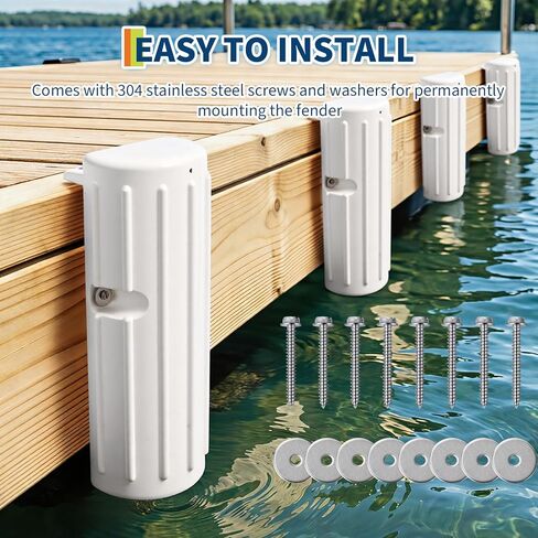 GarveeLife Boat Dock Bumpers for Edge or Side, Marine-Grade PVC Boat Fenders Guard 2 Pack, UV-Resistant, Durable Vertical Protection, Includes Mounting Hardware,White in Saudi Arabia