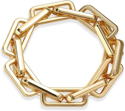 Chunky Gold Bracelet for Women Non Tarnish, Trendy Stretch Cuban Link Chain Plated Gold Bangle Bracelets in Kuwait