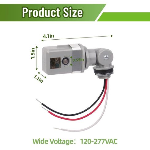 2 Pack Dusk to Dawn & Day Night Sensor, Wide Voltage 120-277VAC, 50/60 Hz, IP65 Waterproof, Swivel Mount Photocell for Yard/Parking Lot/Street in Kuwait