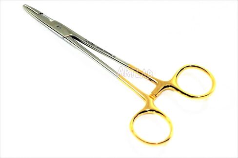 2 EA Premium German Grade Olsen HEGAR Needle Holder 6.5" Serrated Dental Gold Rings (CYNAMED) in Kuwait