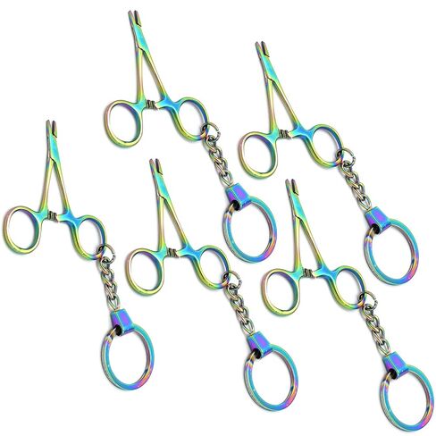 Set of 5 Multi Titanium Rainbow Miniature Needle Driver Instruments Keychain in Saudi Arabia