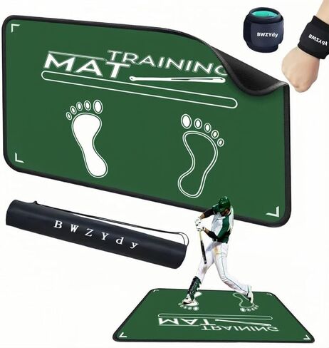 بساط ضرب البيسبول 2 في 1 وبساط زخرفي/مدخل، بساط ضرب الكرة اللينة مع لوحة منزلية، مضاد للانزلاق، دليل موقف الضرب للتدريب على التأرجح، استخدام داخلي/خارجي متين (35.4 بوصة × 23.6 بوصة) in Kuwait