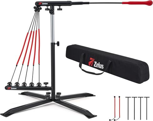 زيلوس مدرب البيسبول المتأرجح مع 5 مستويات مقاومة، ارتفاع 31-45 بوصة، مدرب ضرب بيسبول قابل للتعديل لجميع الأعمار، معدات تدريب البيسبول والكرة اللينة لإعادة الضبط التلقائي مع أوتاد معدنية وحقيبة حمل in Kuwait