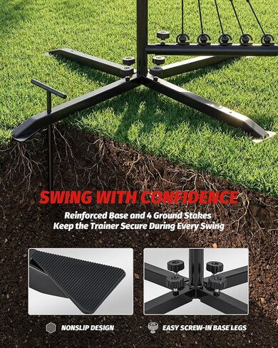 زيلوس مدرب البيسبول المتأرجح مع 5 مستويات مقاومة، ارتفاع 31-45 بوصة، مدرب ضرب بيسبول قابل للتعديل لجميع الأعمار، معدات تدريب البيسبول والكرة اللينة لإعادة الضبط التلقائي مع أوتاد معدنية وحقيبة حمل in Kuwait