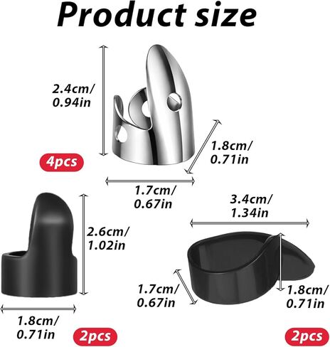 8 Pcs Banjo Finger Picks, tainless Steel Banjo Picks Adjustable Finger and Thumb Pick for Guitar Silver, Black in Saudi Arabia