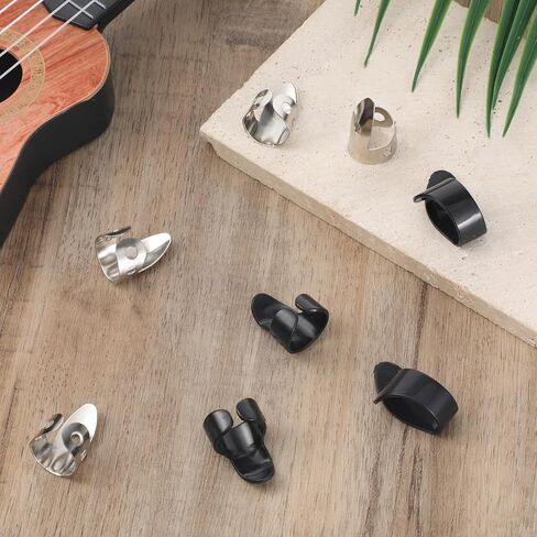 8 Pcs Banjo Finger Picks, tainless Steel Banjo Picks Adjustable Finger and Thumb Pick for Guitar Silver, Black in Saudi Arabia