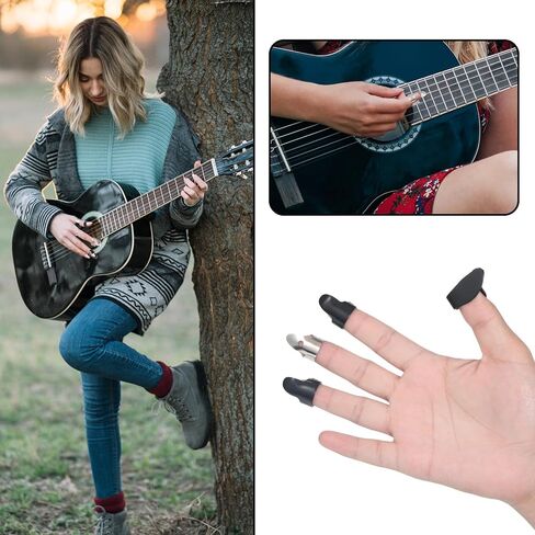 8 Pcs Banjo Finger Picks, tainless Steel Banjo Picks Adjustable Finger and Thumb Pick for Guitar Silver, Black in Saudi Arabia