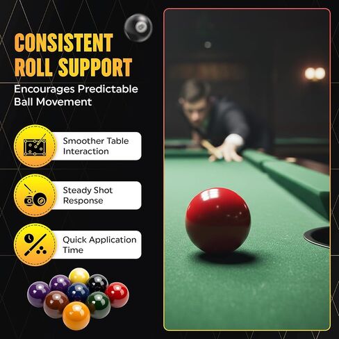 Billiard Ball Cleaner and Restorer with Cleaning Cloth - Pool Ball Cleaner for Consistent Roll, Billiard Ball Cleaner Spray for Professional Care - Removes Chalk Residue, Dust, Dirt, and Grime - 8 Oz in Saudi Arabia