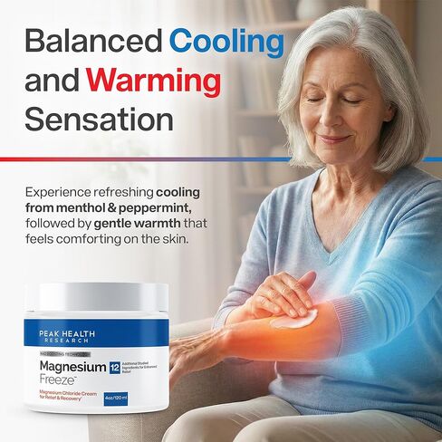 Magnesium Freeze - Topical Magnesium Cream with Niacinamide for Joints, Low Back, Sciatic Nerve, Knee, Hip, & Foot - Fast Acting Cooling Formula - Lightweight, Non-Greasy - 4oz in Saudi Arabia