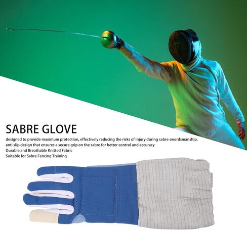 Padded Fencing Glove, Anti Slip Design Sabre Glove, Fencing Practice with Premium Knitted Fabric Comfortable Fit for Right Handed Sabre Training and Competition (L Adjustment Range: 38-60cm in Kuwait