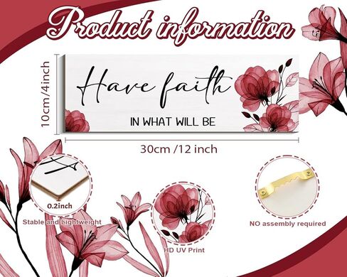 Purple Wall Decor Accept Let Go Have Faith Bathroom Wall Decor Wooden Inspirational Quotes Decorations for Living Room Wood Hanging Farmhouse Bedroom Art (accept-rose purple) in Kuwait