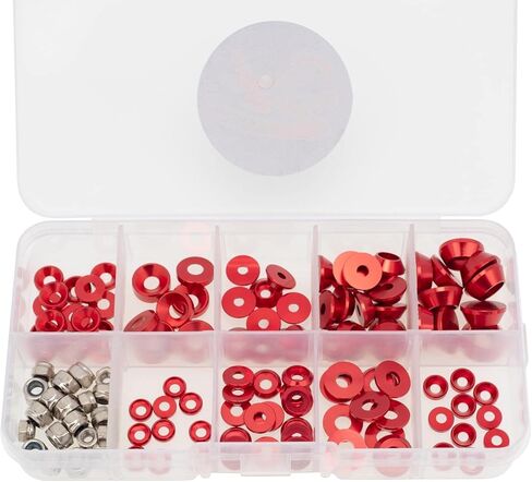 125pcs Washer Nut M2.5 M3 Countersunk Head/Round/Washer Aluminum Alloy Car, Red in Saudi Arabia