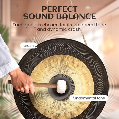 غونغ الصيني المصنوع يدويًا من ذا غونغ شوب - غسول غني ونغمات رنانة عميقة للتأمل أو شفاء الصوت أو اليوغا أو ديكور المنزل (12 بوصة تشاو غونغ) in Kuwait