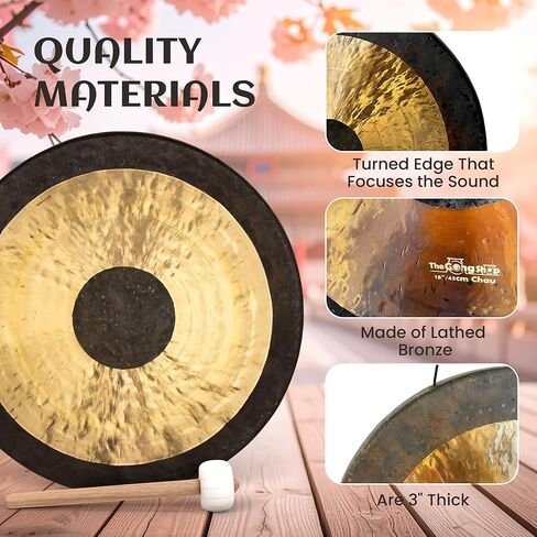 غونغ الصيني المصنوع يدويًا من ذا غونغ شوب - غسول غني ونغمات رنانة عميقة للتأمل أو شفاء الصوت أو اليوغا أو ديكور المنزل (12 بوصة تشاو غونغ) in Kuwait