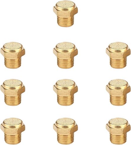 10Pcs Generator Silencer Flat Type Brass Pneumatic Exhaust Muffler M5 Sintered Bronze Breather Vent Filter for Air Compressor Valve Cylinder Noise Reduction (M5) in Kuwait