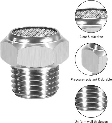 5Pcs Air Pneumatic Mufflers, NPT1/4" Male Thread 304 Stainless Steel Long Sintered Silencer Fitting for Industrial Grade Air Compressor Tools, Automotive Workshop in Saudi Arabia