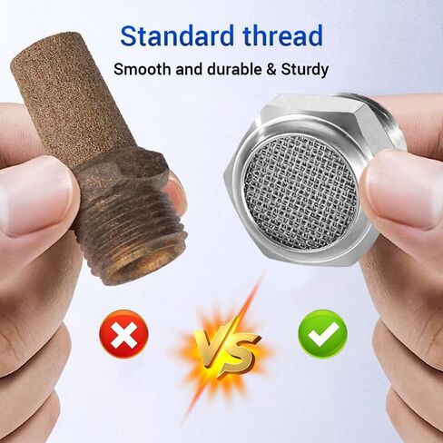 5Pcs Air Pneumatic Mufflers, NPT1/4" Male Thread 304 Stainless Steel Long Sintered Silencer Fitting for Industrial Grade Air Compressor Tools, Automotive Workshop in Saudi Arabia