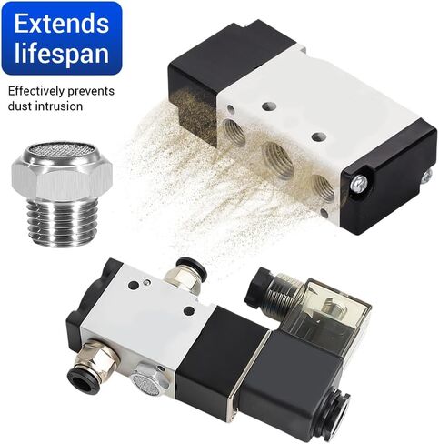 5Pcs Air Pneumatic Mufflers, NPT1/4" Male Thread 304 Stainless Steel Long Sintered Silencer Fitting for Industrial Grade Air Compressor Tools, Automotive Workshop in Saudi Arabia