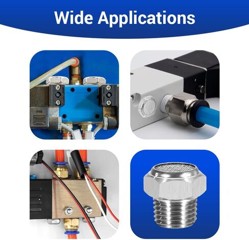 5Pcs Air Pneumatic Mufflers, NPT1/4" Male Thread 304 Stainless Steel Long Sintered Silencer Fitting for Industrial Grade Air Compressor Tools, Automotive Workshop in Saudi Arabia