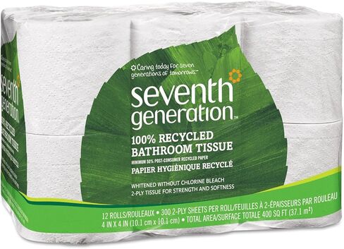Seventh Generation 13733CT 100% Recycled Bathroom Tissue, 2-Ply, White, 300 Sheets Per Roll (Case of 48) in Kuwait