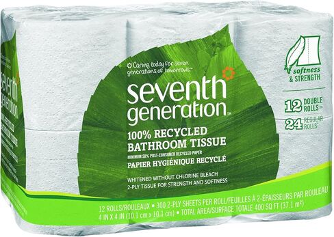 Seventh Generation 13733CT 100% Recycled Bathroom Tissue, 2-Ply, White, 300 Sheets Per Roll (Case of 48) in Kuwait
