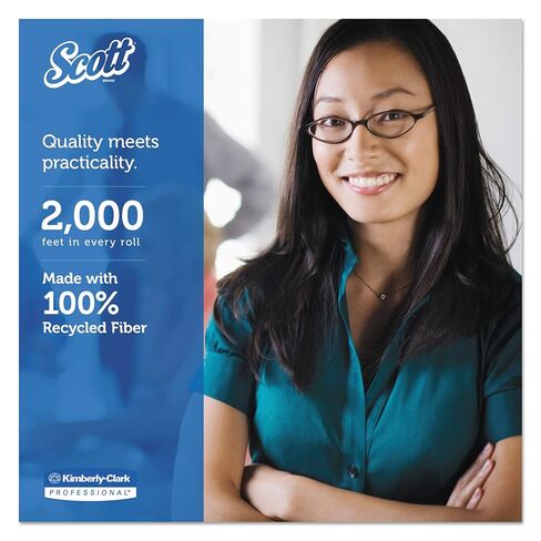 Scott 100% Recycled Fiber Jumbo Roll (JR) Commercial Toilet Paper (67223), 1-PLY, White, 12 Rolls / Case, 2,000' / Roll in Kuwait