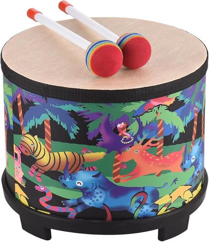 Rhythm Club Floor Tom Drum, 8 Inch Colorful Cute Percussion Instrument Floor Wooden Drum with 2 Mallets Musical Instrument for Special Christmas Birthday in Saudi Arabia