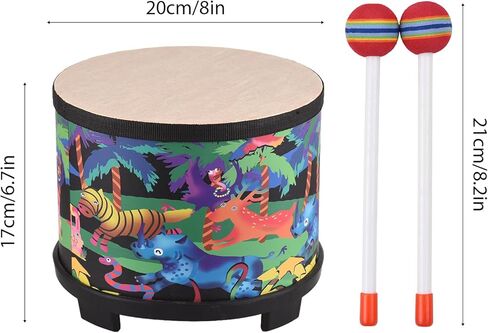 Rhythm Club Floor Tom Drum, 8 Inch Colorful Cute Percussion Instrument Floor Wooden Drum with 2 Mallets Musical Instrument for Special Christmas Birthday in Saudi Arabia