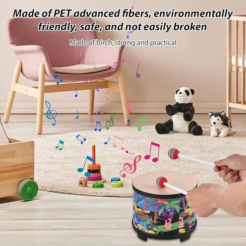 Rhythm Club Floor Tom Drum, 8 Inch Colorful Cute Percussion Instrument Floor Wooden Drum with 2 Mallets Musical Instrument for Special Christmas Birthday in Saudi Arabia