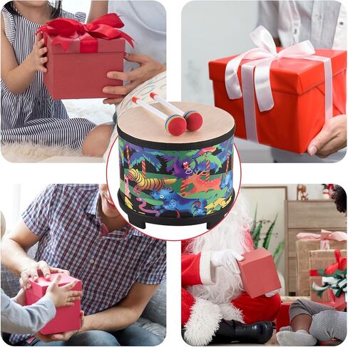 Rhythm Club Floor Tom Drum, 8 Inch Colorful Cute Percussion Instrument Floor Wooden Drum with 2 Mallets Musical Instrument for Special Christmas Birthday in Saudi Arabia