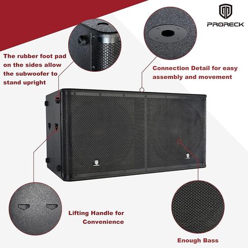PRORECK SP-218X Active Powered PA DJ Subwoofer Cabinet Dual 18 inch 5000W P.M.P.O with Class-D Amplifier,3 DSP Presets-Monitor, 3" Voice Coil Bass Reinforcement, Black, for Wedding, Party, Concert in Saudi Arabia