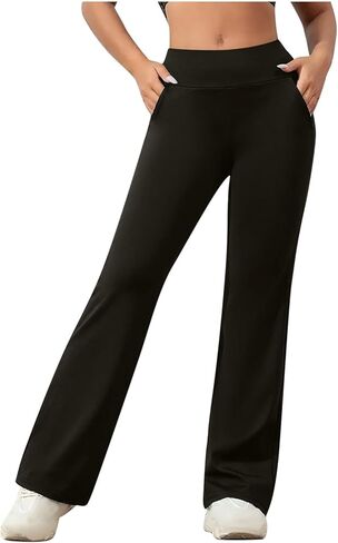 Bootcut Yoga Pants for Women with Pockets High Waisted Workout Running Trousers Tummy Control Long Bootleg Work Pant in Saudi Arabia