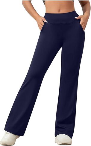 Bootcut Yoga Pants for Women with Pockets High Waisted Workout Running Trousers Tummy Control Long Bootleg Work Pant in Saudi Arabia
