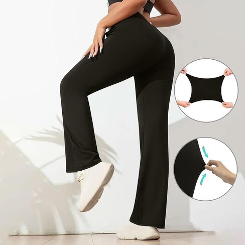 Bootcut Yoga Pants for Women with Pockets High Waisted Workout Running Trousers Tummy Control Long Bootleg Work Pant in Saudi Arabia
