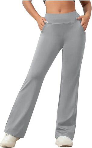 Bootcut Yoga Pants for Women with Pockets High Waisted Workout Running Trousers Tummy Control Long Bootleg Work Pant in Saudi Arabia