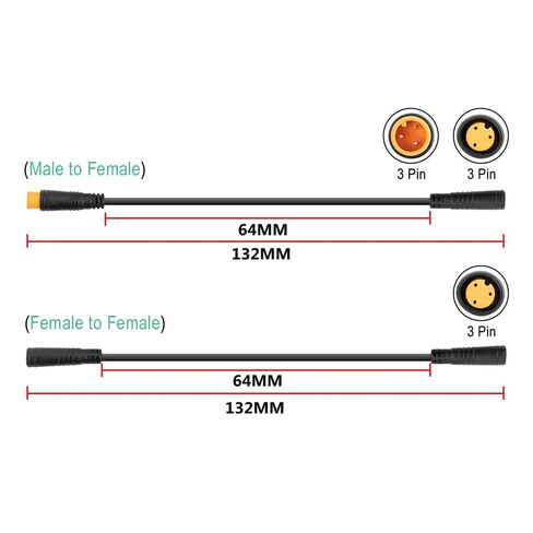 3 Pin Ebike Adapter Cable for Throttle/Brake/Gear Sensor Electric Bike Connector Cable 5.2in Electric Bicycle Extension Cable (Female to Male) in Kuwait