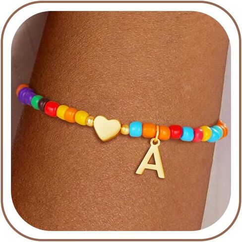 أساور أولية ملونة للنساء الفتيات - القلب العصري ثار القلب الأولي السوار المراهق الفتاة هدايا العصرية الاشياء البوهيمية سوار الذهب هدايا شخصية للنساء المجوهرات الفتيات in Kuwait