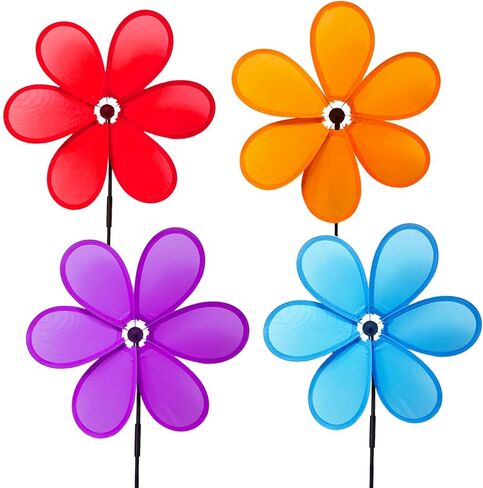 4pcs Flower Pinwheels Wind Spinner 11.8 inch Lawn Pinwheel Colorful Garden Windmill for Garden, Party, Outdoor, Yard Decor in Saudi Arabia