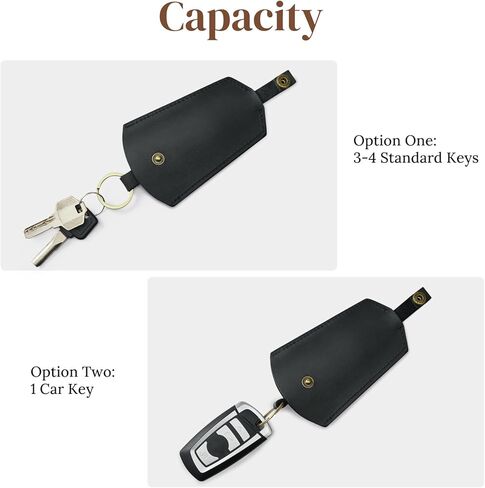 S-ZONE Keychains for Women Men Genuine Leather Key Holder Car Key Case Key Protector Cover Sleeve Key Chain Pouch in Kuwait