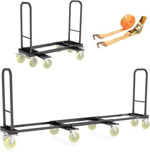 Green Heavy Duty Hand Truck 1322 lbs Capacity, 8-Wheel Expandable Utility Cart with 6m Strap, 5 Adjustable Lengths (42.5 to 94.5 Inches) Platform Cart Dolly for Moving Furniture Warehouse Industrial in Saudi Arabia
