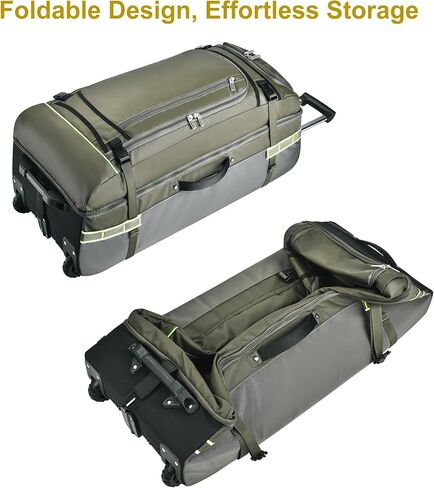 حقبة حقيبة داكشن ذات عجلات لحقيبة داكز ذات سفر مع عجلات-100 لتر من الخدمة الشاقة الكبيرة مع العجلات والمقبض ، و 5 مقابض ، وأشرطة ضغط ، وسلالة أمتعة قابلة للتوسيع (أسود) in Kuwait
