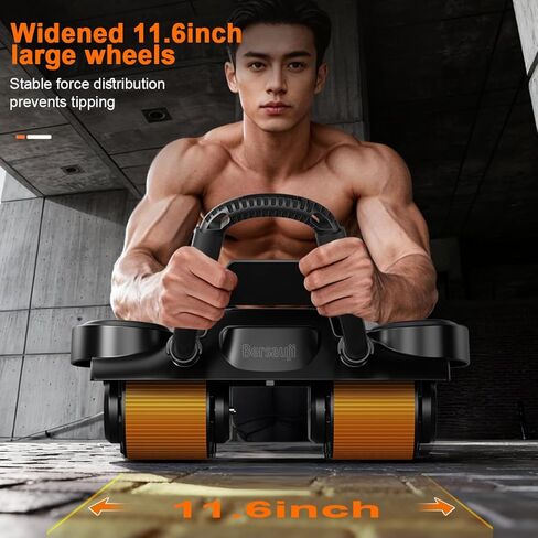 Ab Roller Wheel with Knee Mat - Abdominal Exercise Roller with Elbow Support, Automatic Rebound Abdominal Wheel, Abs Workout Equipment for Women Men in Saudi Arabia