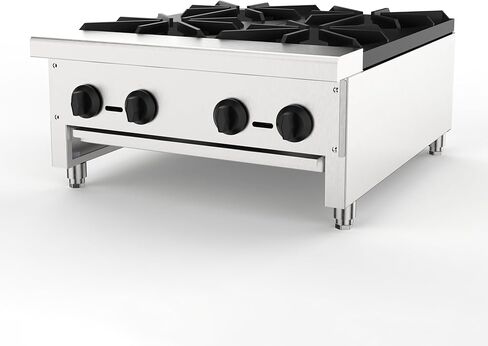 Commercial Gas Stove with 4 Burners Propane & Natural Gas Countertop Cooking Stove Range Stainless Steel Hot Plate Stainless Steel Commercial Cooking Equipment For Restaurant Kitchen 112,000 BTU in Saudi Arabia