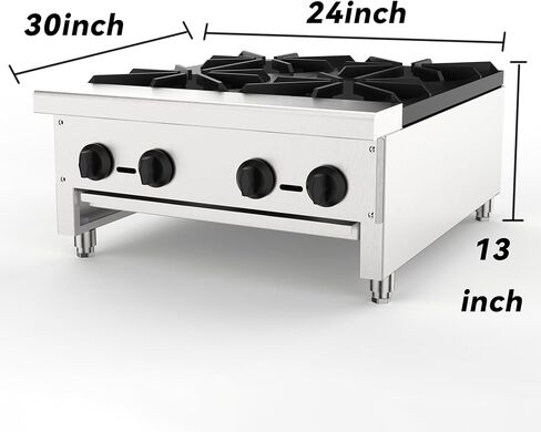 Commercial Gas Stove with 4 Burners Propane & Natural Gas Countertop Cooking Stove Range Stainless Steel Hot Plate Stainless Steel Commercial Cooking Equipment For Restaurant Kitchen 112,000 BTU in Saudi Arabia