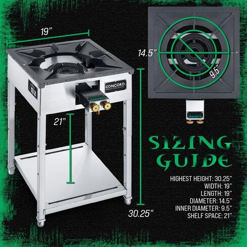 Concord Professional HADES Stainless Steel Commercial Stove. Dual Controled Burner Head with Solid Cast Iron Range Top. Height Adjustable. in Kuwait