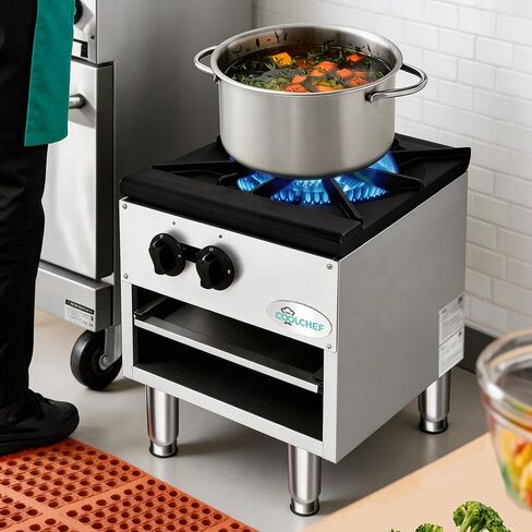 لوح تسخين COOLCHEF مقاس 18 بوصة بقدرة 80,000 وحدة حرارية بريطانية، موقد عالي التحمل، موقد غاز تجاري من الفولاذ المقاوم للصدأ، قابل للتحويل NG/LP، معتمد من ETL in Saudi Arabia