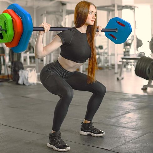 مجموعة أثقال دمبل قابلة للتعديل بوزن 40 رطلاً مع مضخة تمارين القلب، و6 ألواح وزن و3 قضبان بار مقاس 51 بوصة - مضخة القلب لصالة الألعاب الرياضية المنزلية، وتدريبات قوة الجسم بالكامل، وأوزان حرة متعددة الألوان in Kuwait