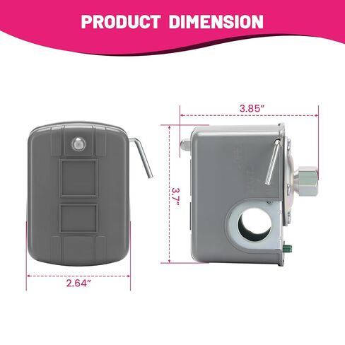 Water Pump Pressure Switch, 40-60PSI Pressure Setting, 1/4" NPT Female, Air-Pump Pressure Switch, Schneider 9013FSG2J24M4 Compatible in Kuwait